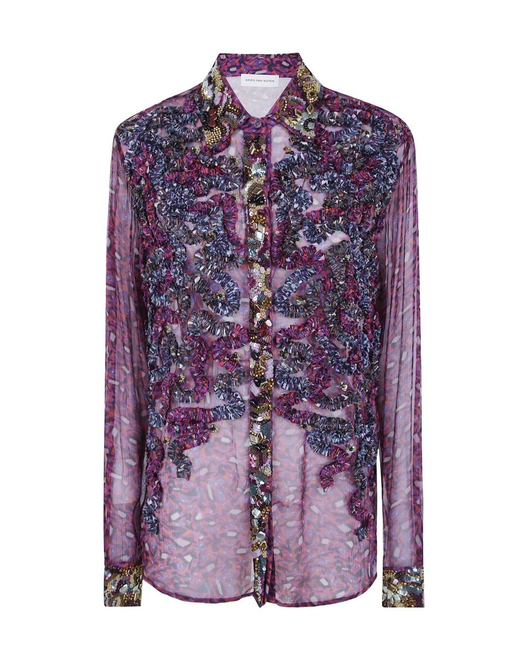 Dries Van Noten Purple Sequined Shirt