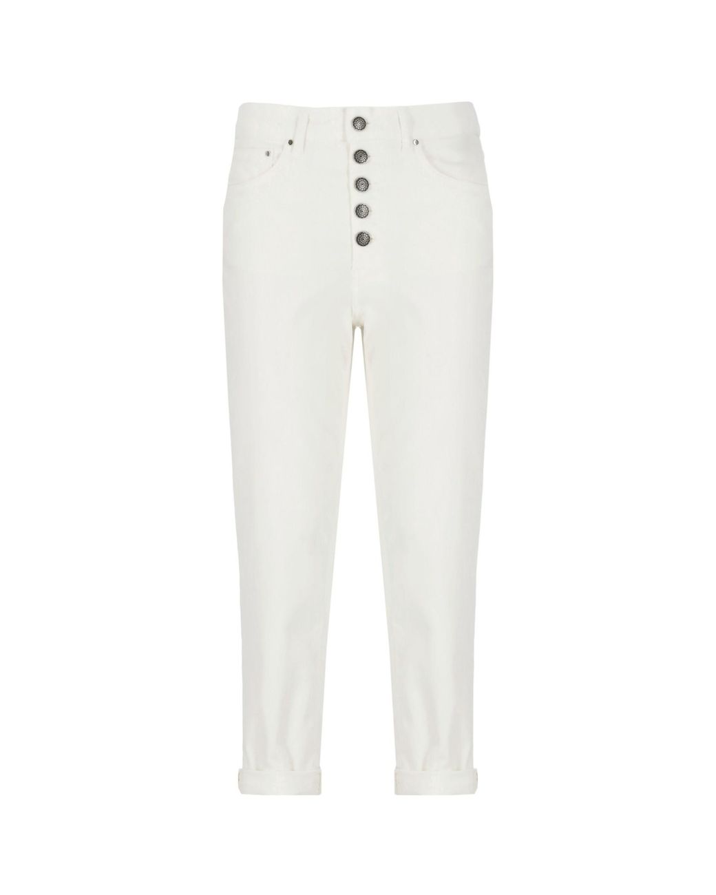 Dondup White Logo-Patch Cropped Trousers
