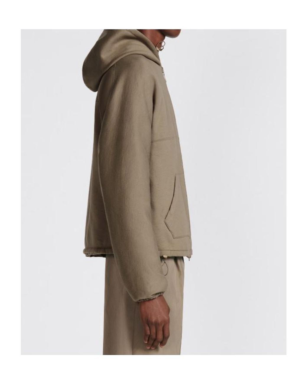 Dior Brown Homme Logo Embroidered Zip-Up Jacket for men