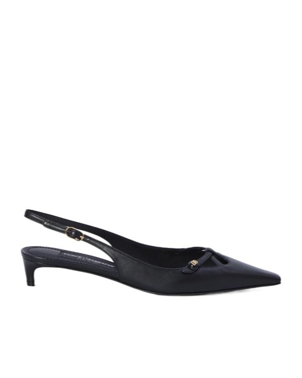 Dolce & Gabbana Black Dg Logo Plaque Slingback Pumps
