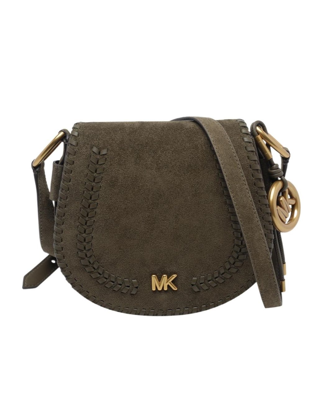 MICHAEL Michael Kors Gray Josie Medium Whipstitched Saddle Bag