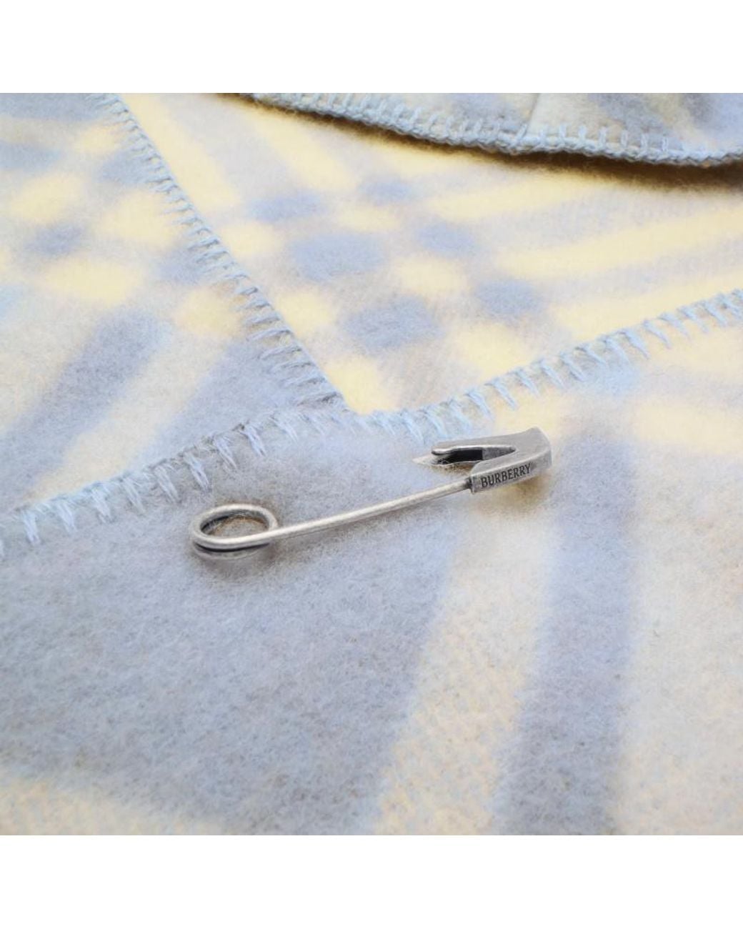 Burberry Blue Tbar Check Hooded Scarf