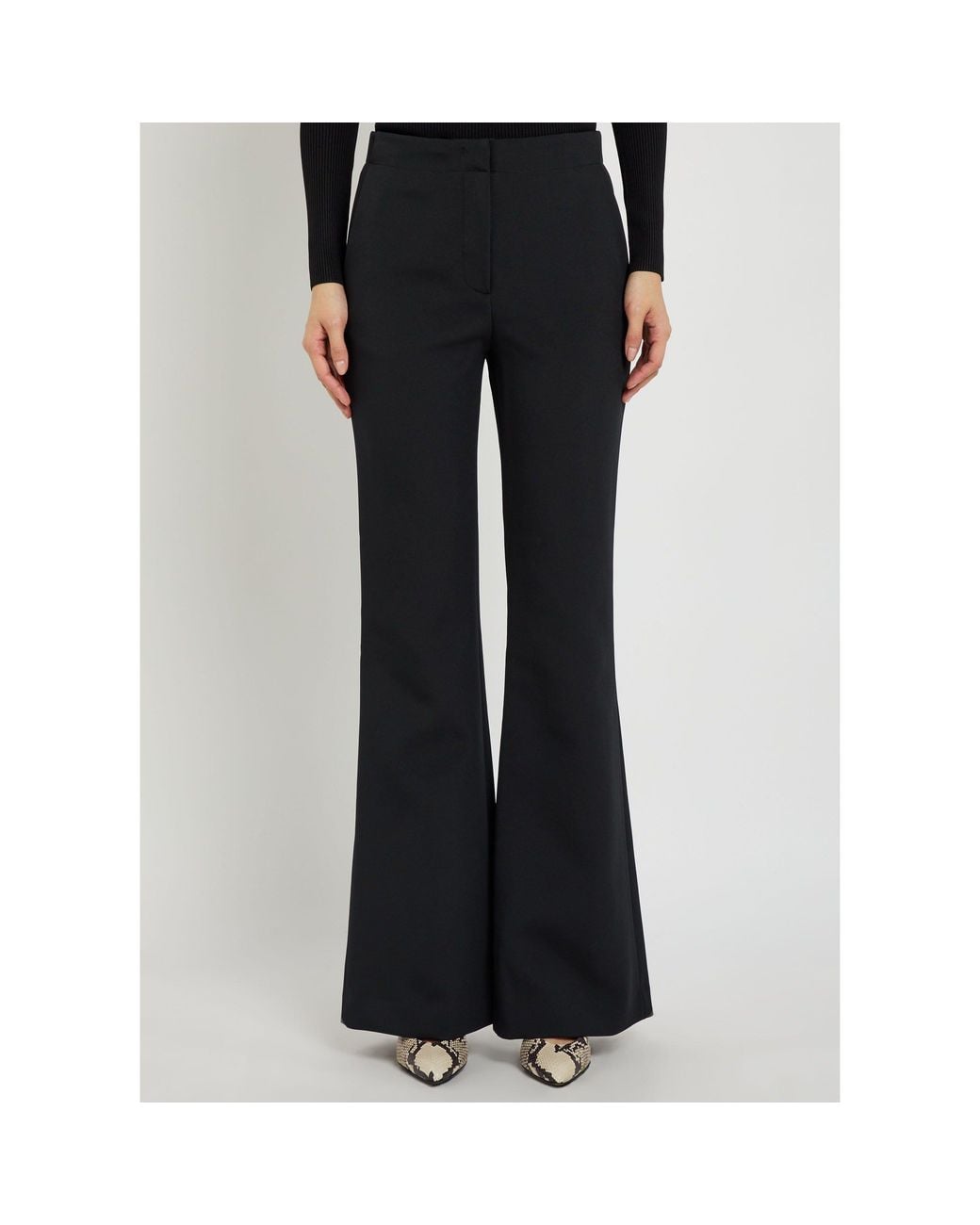 Jonathan Simkhai Black High-Waisted Flared Casual Trousers
