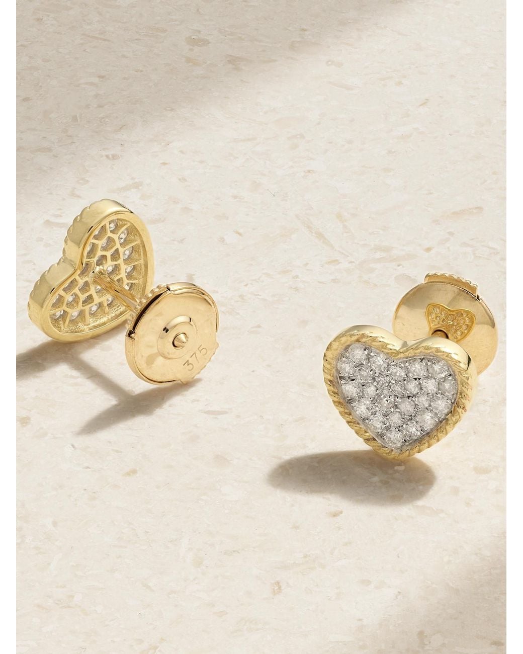 Yvonne Léon Metallic 9K Diamond Stud Earrings