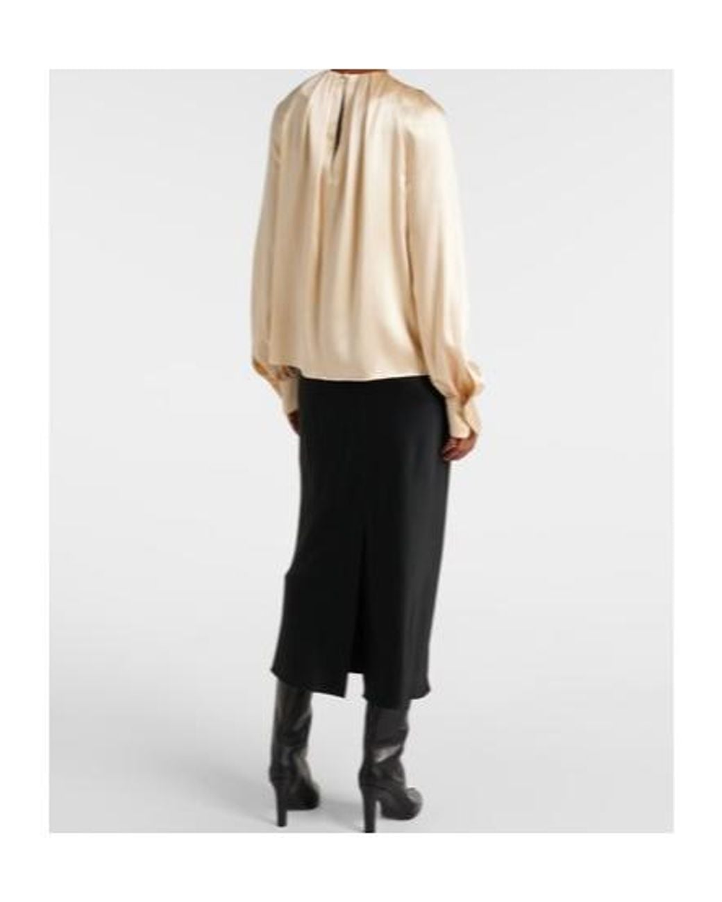 Max Mara Natural Elegante Key Torchon Silk Satin Blouse