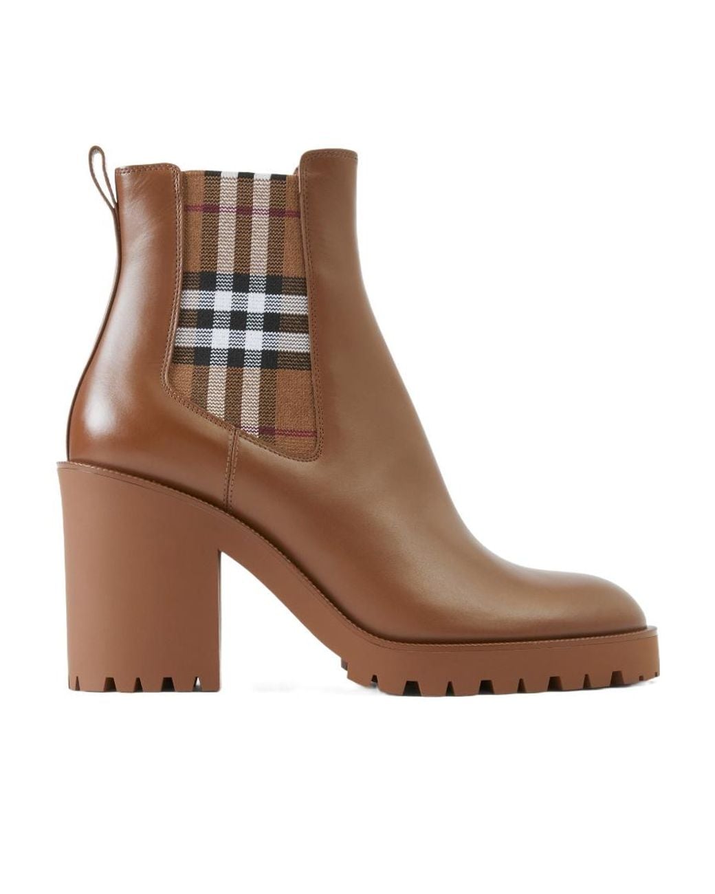 Burberry Brown New Allostock Check Panel Ankle Boots