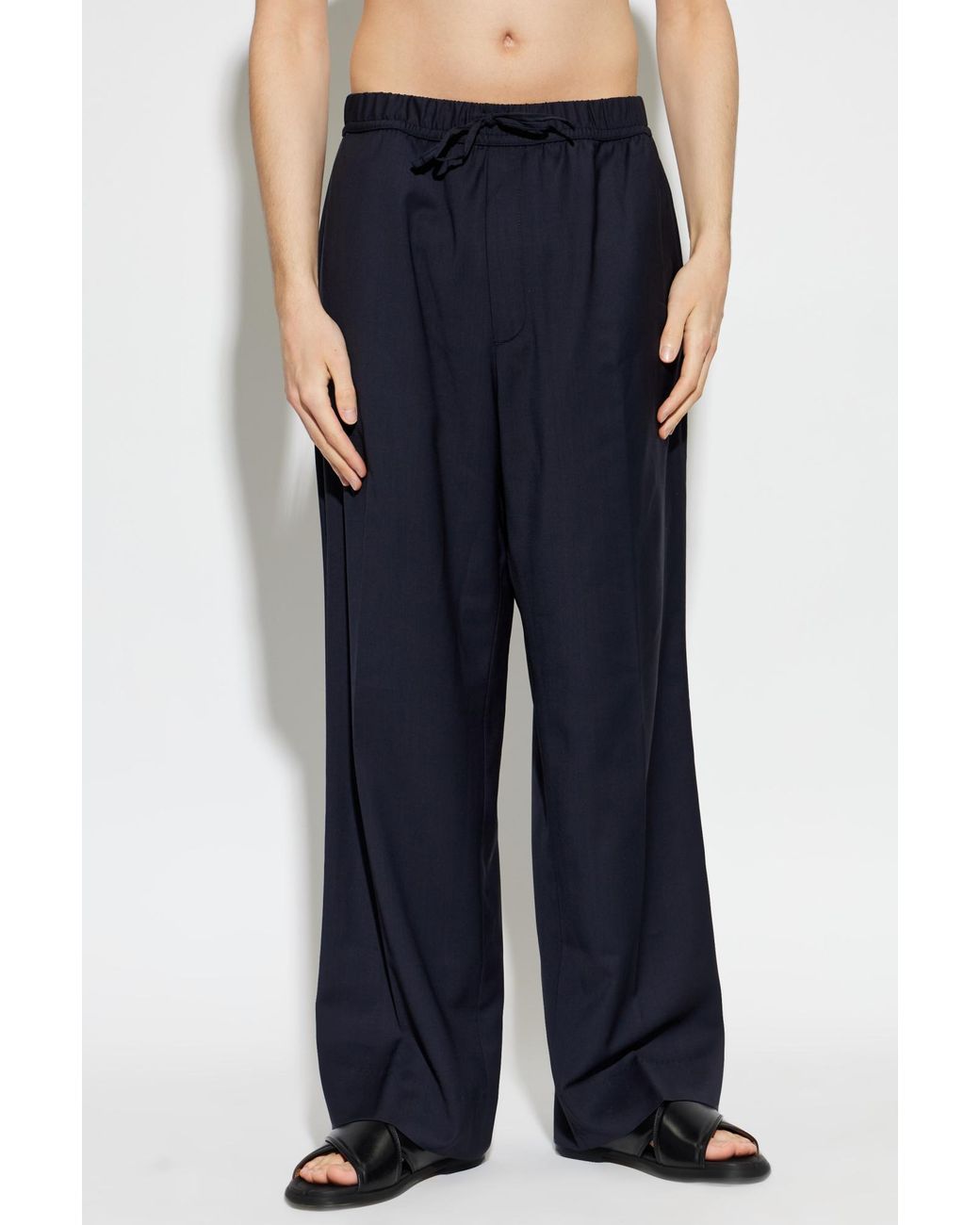 Officine Generale Blue Officine Générale Nilson Drawstring Wide-Leg Pants for men
