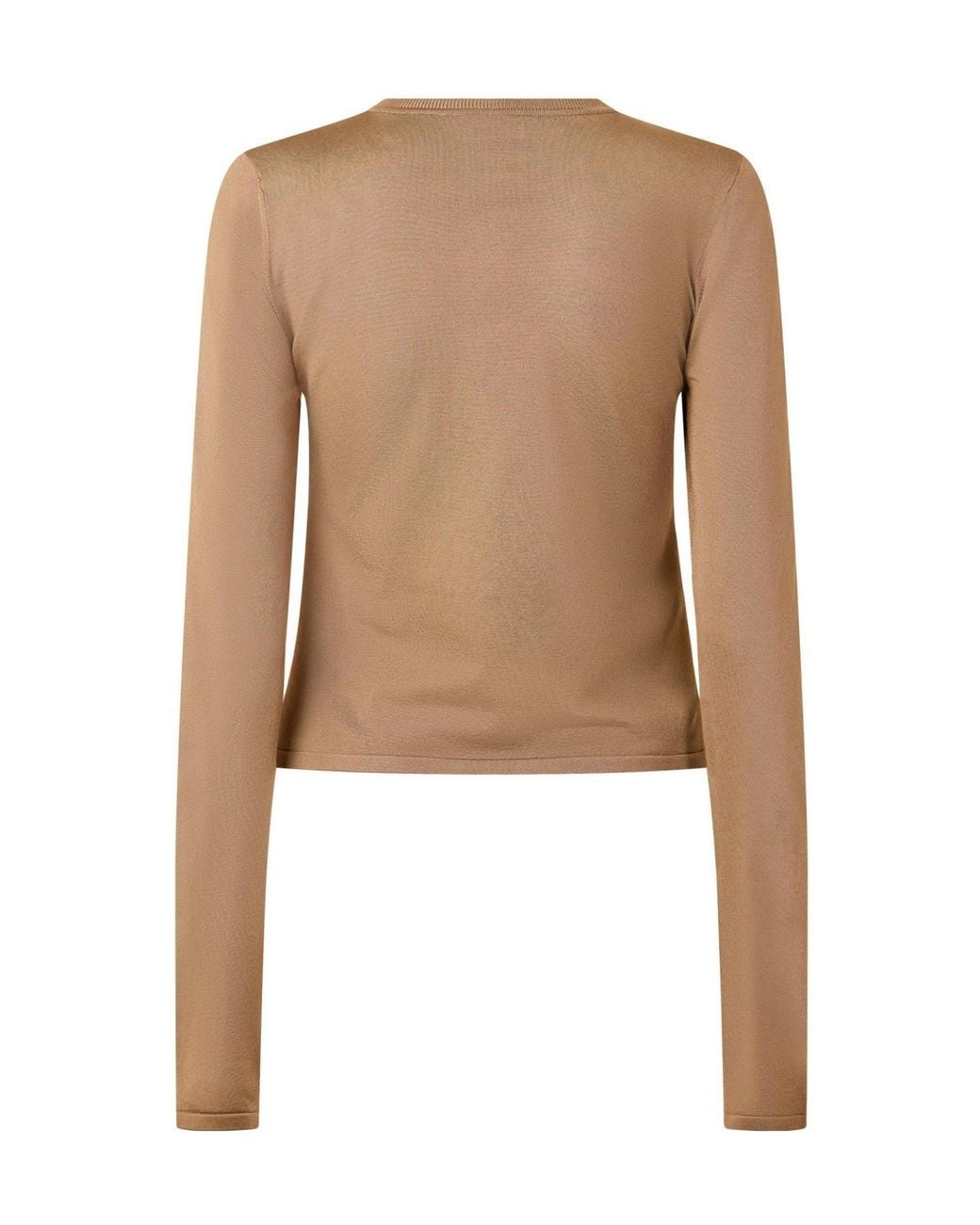 Saint Laurent Natural Crewneck Longsleeve Cropped Top