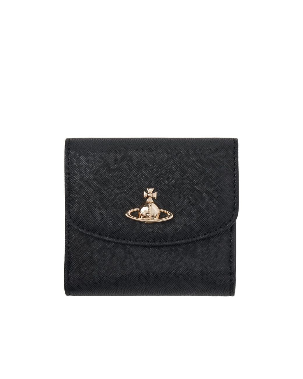 Vivienne Westwood Black Logo Plaque Wallet for men