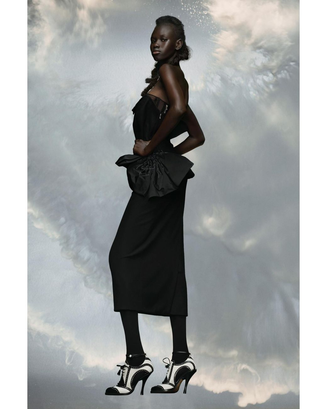 Maison Margiela Black Décortiqué Strapless Midi Dress