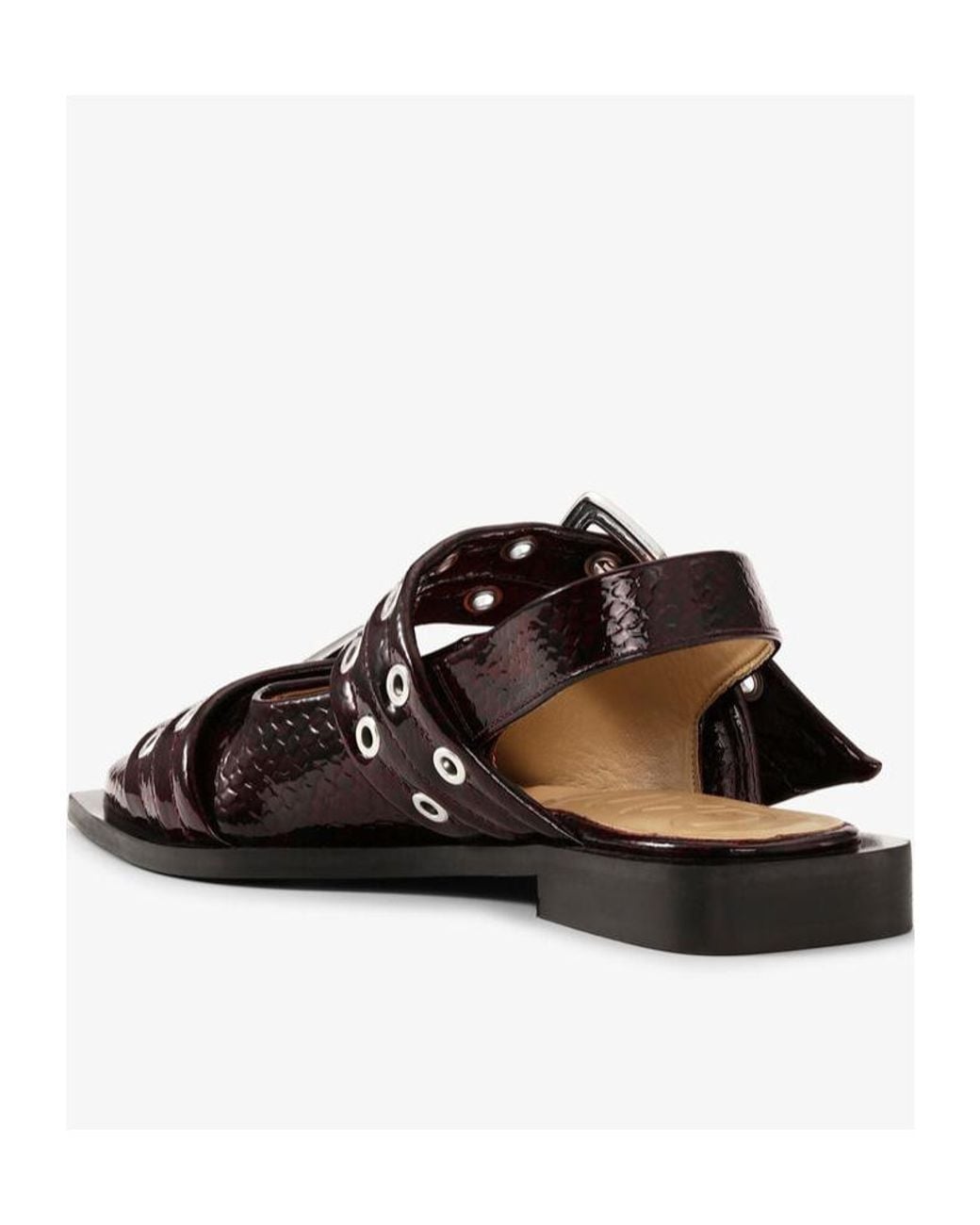 Ganni Black Buckle Pointed-Toe Ballet Flats