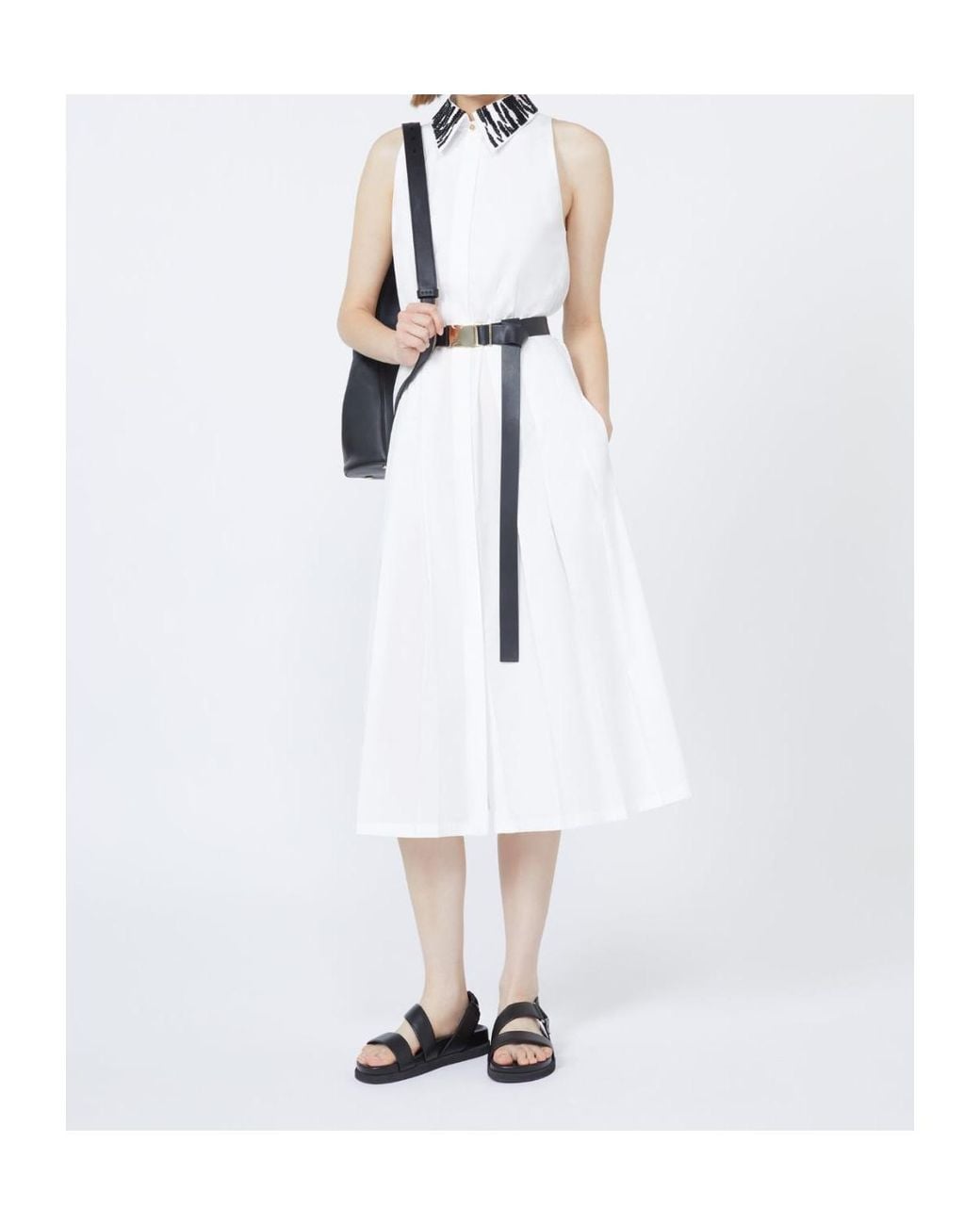 Max Mara White Studio Ubicato Belted Sleeveless Dress