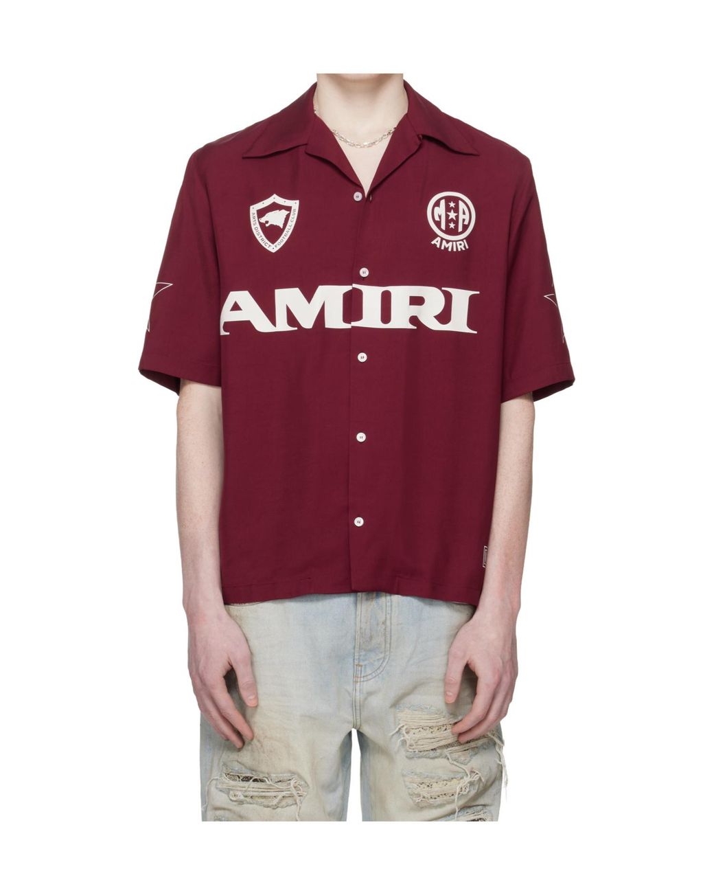 Amiri Red Sport Camp Short-Sleeve Shirt for men
