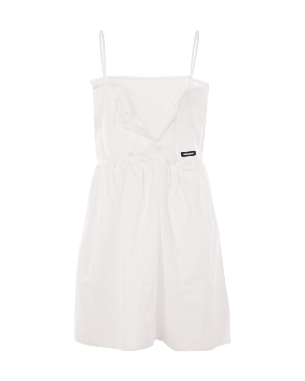 Miu Miu White Logo-Patch Sleeveless Dress