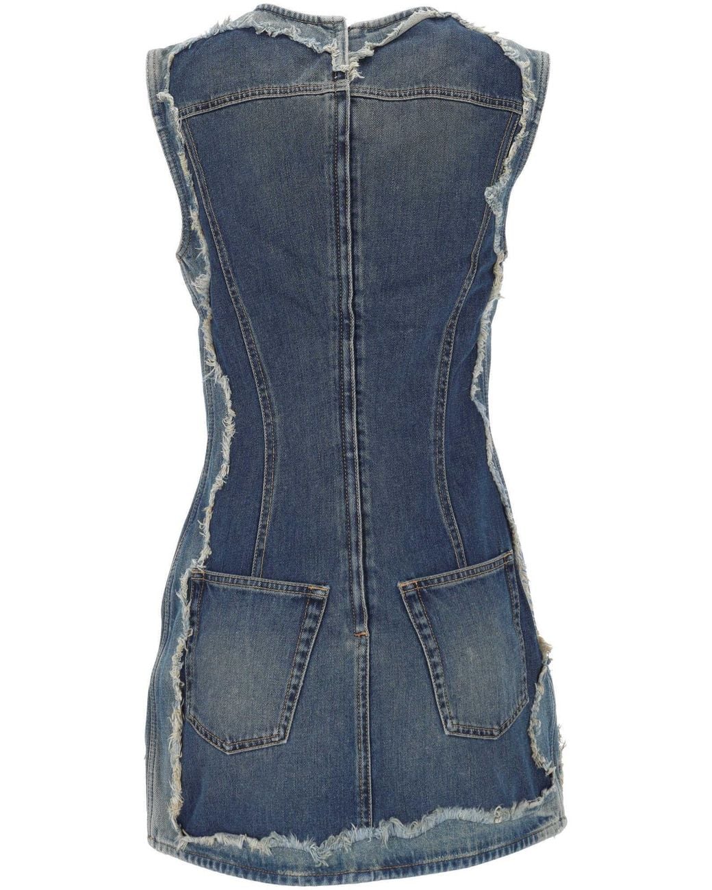 Acne Blue Raw Cut Edge Denim Mini Dress