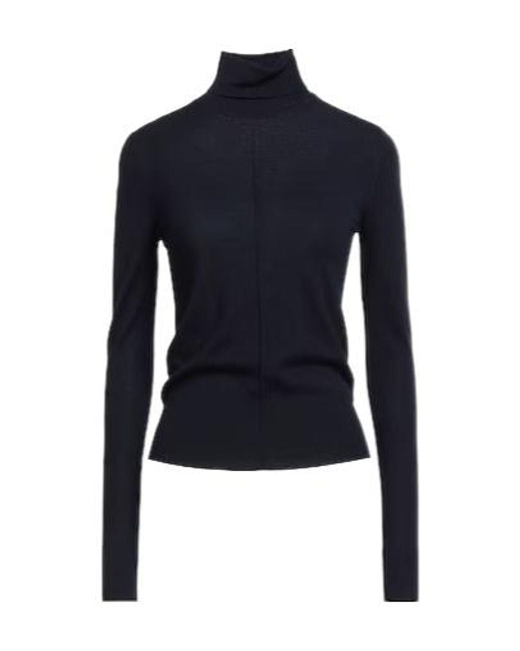 Chloé Blue Solid Wool Turtleneck Long-Sleeve Top
