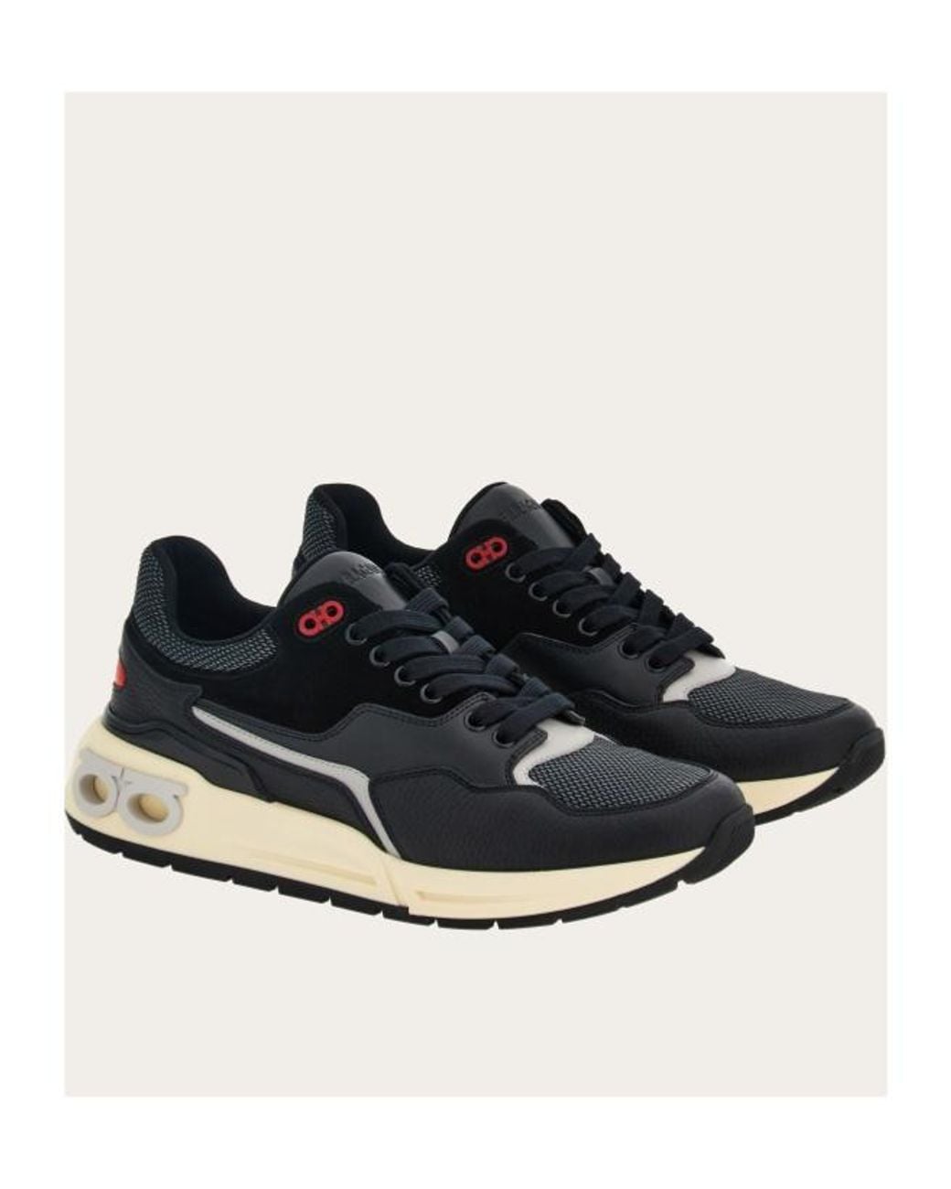 Ferragamo Black Low-Top Lace-Up Sneakers for men