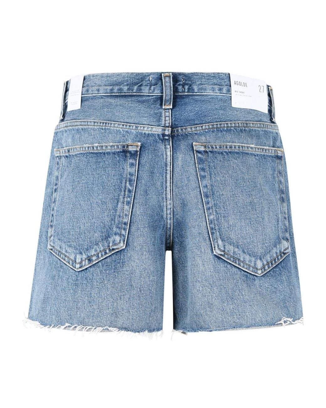 Agolde Blue Nye Raw-Hem Denim Shorts