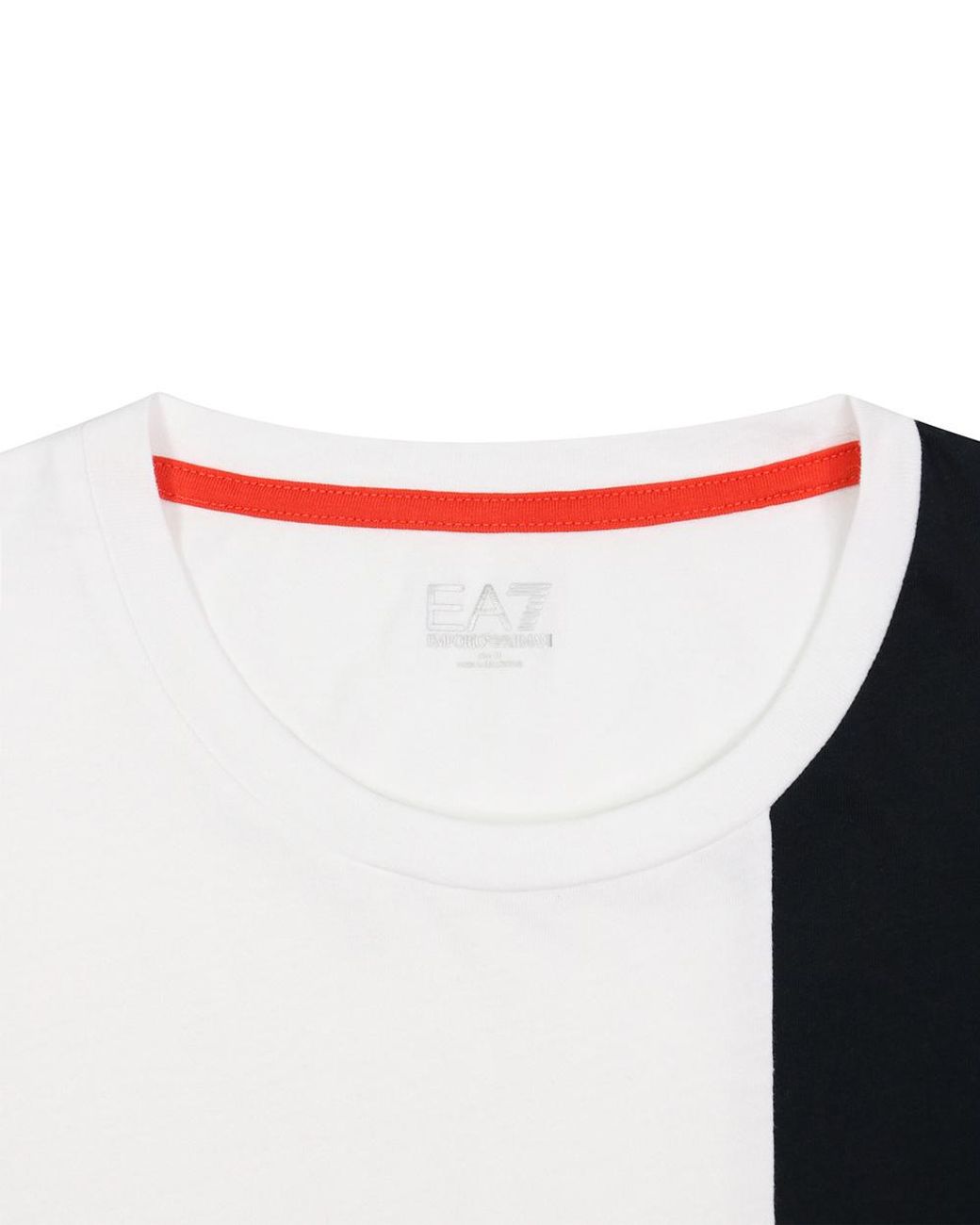 EA7 White Logo Printed T-Shirt With Round Neck for men