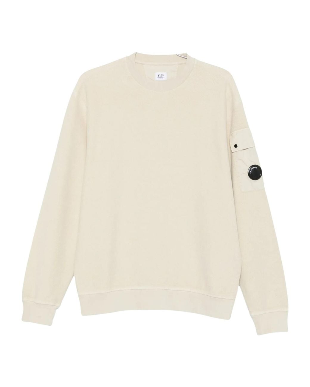 C P Company White Lens-Detail Sleeve-Pocket Sweatshirt for men
