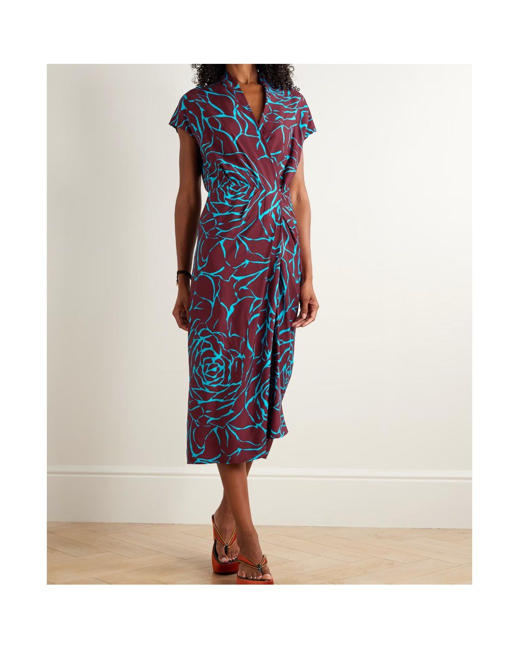 Dries Van Noten Purple Wrap-Style Printed Midi Dress