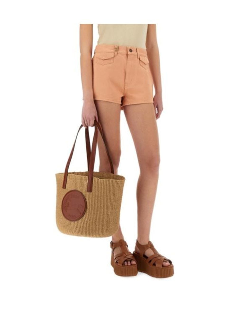 Chloé Natural Chloé High-Waisted Denim Shorts