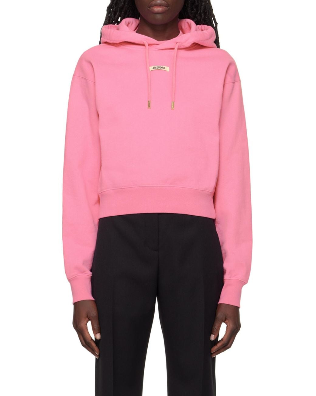 Jacquemus Pink Logo Patch Drawstring Hoodie