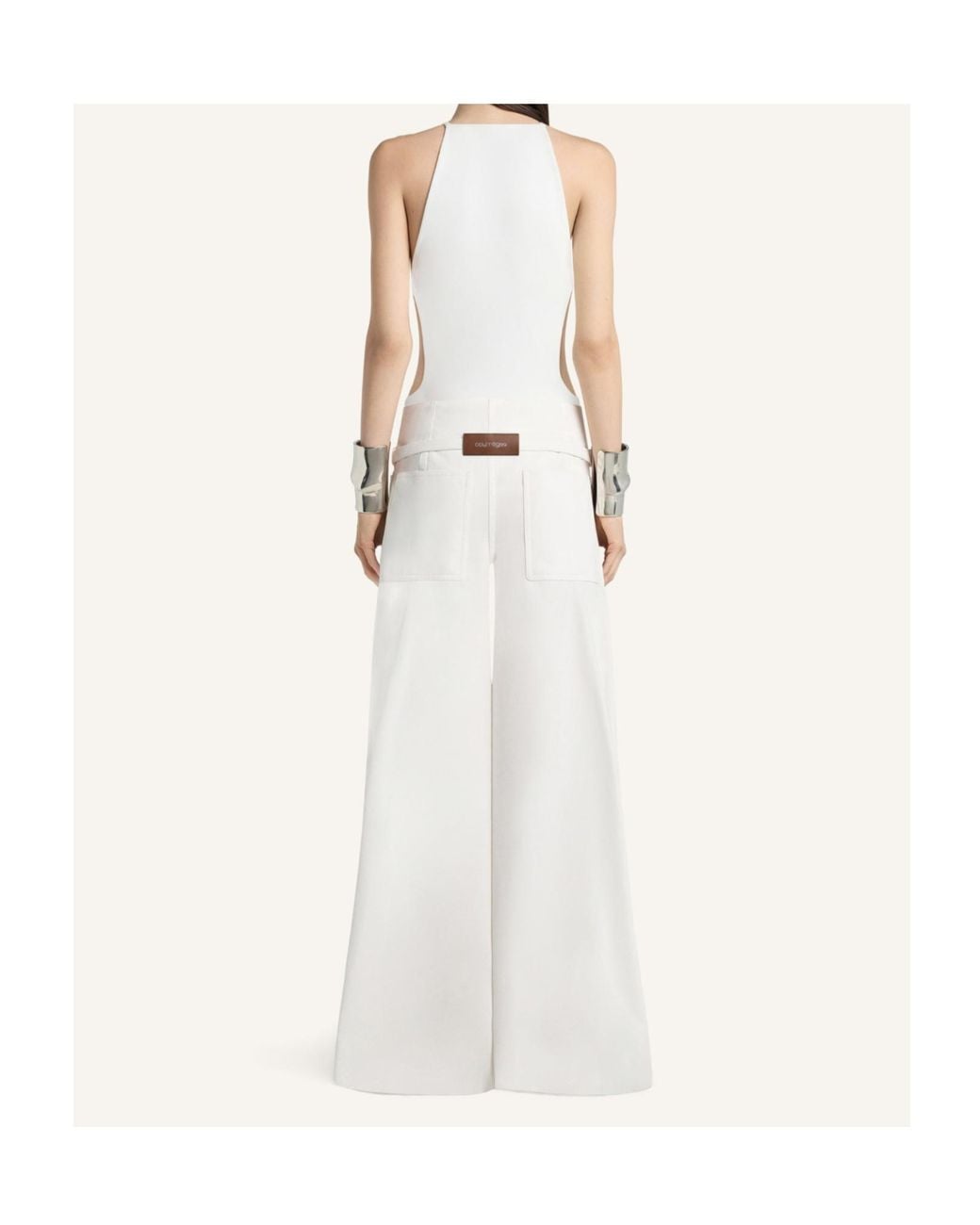 Courreges White Logo-Detail Palazzo Pants