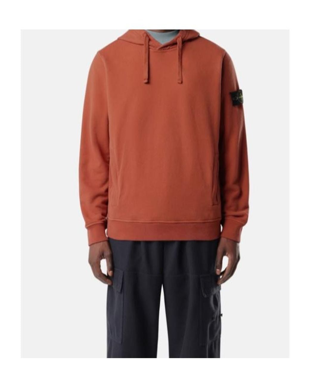 Stone Island Orange Brushed Organic Cotton Hoodie for men