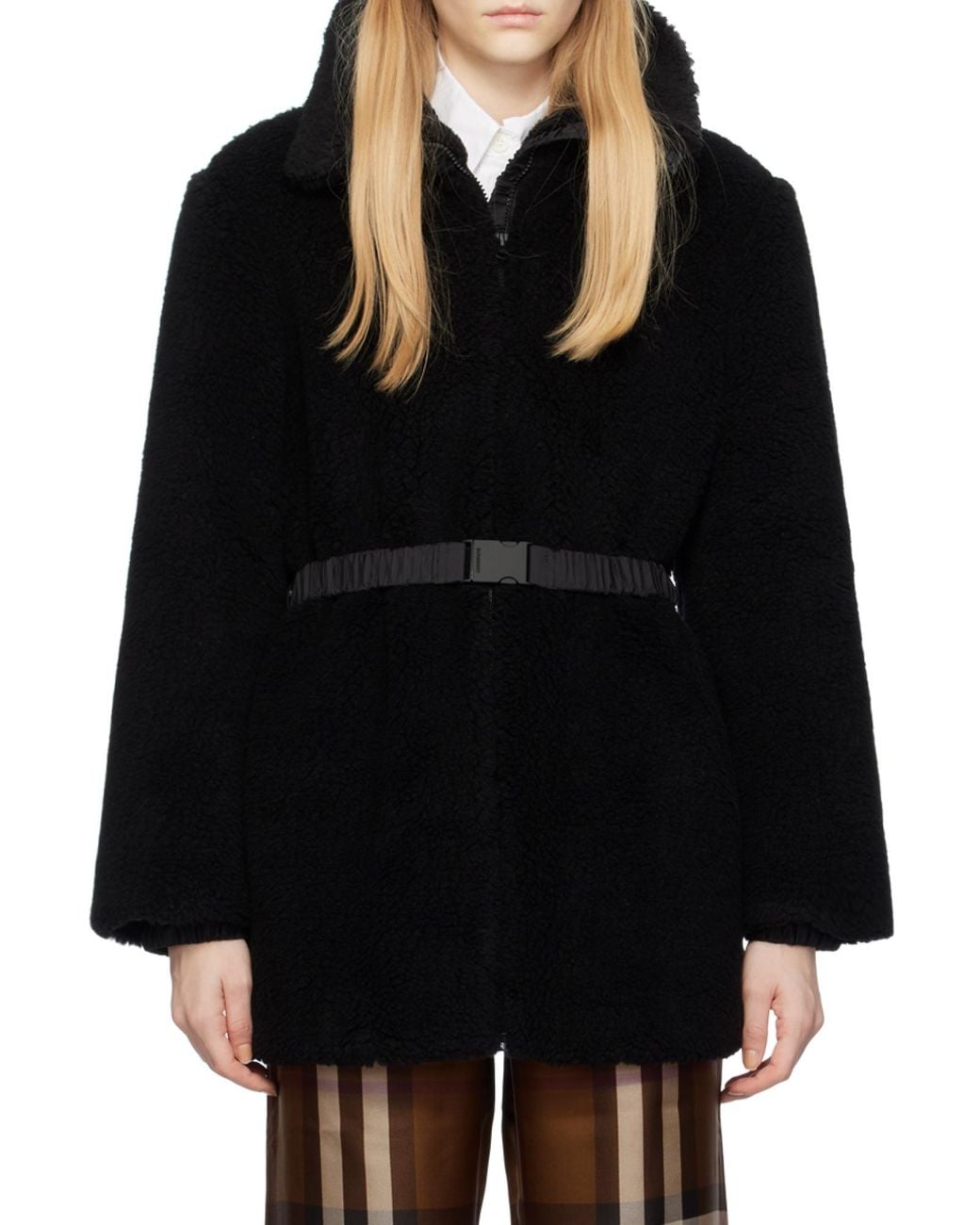 Burberry Black Ekd-Embroidery Wool-Blend Coat