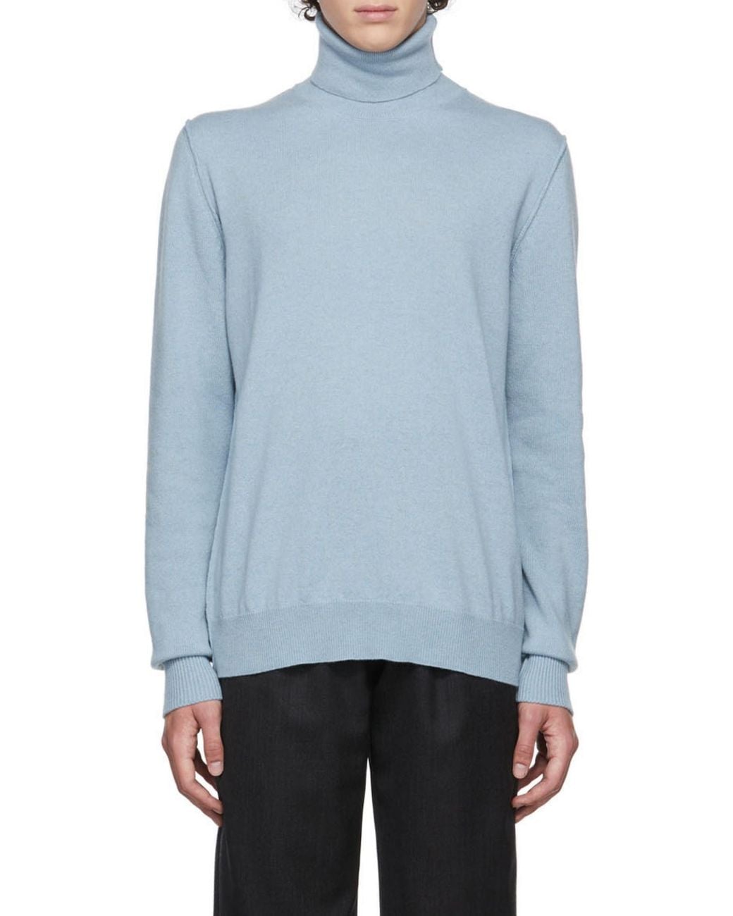 Maison Margiela Blue Roll-Neck Knitted Jumper for men