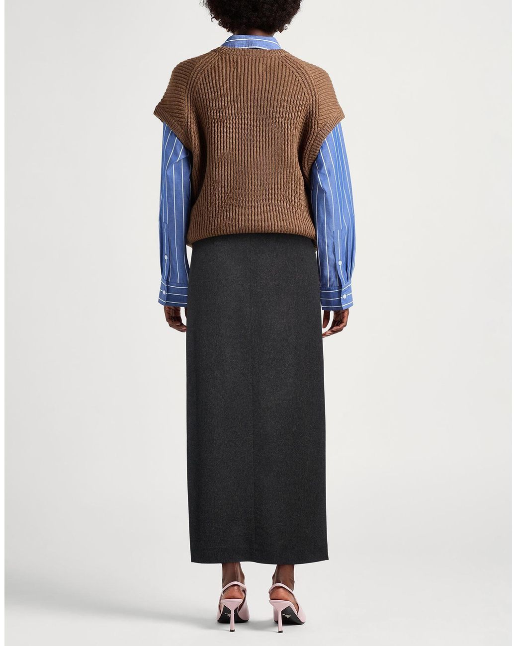 Max Mara Black Wool Midi Skirt