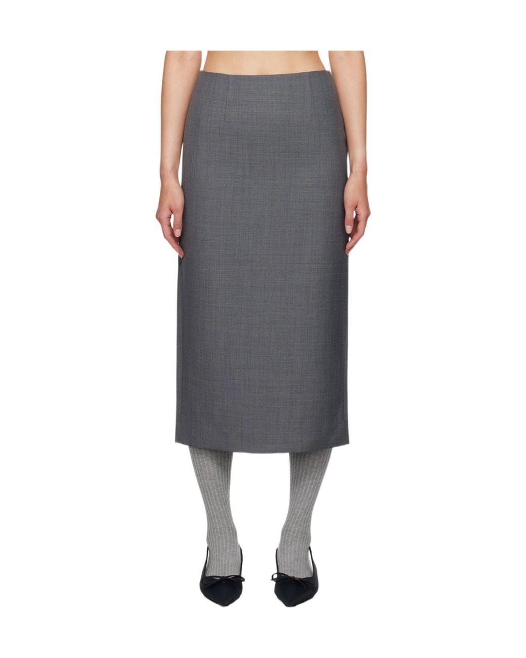 ShuShu/Tong Blue Mélange-Effect Midi Skirt