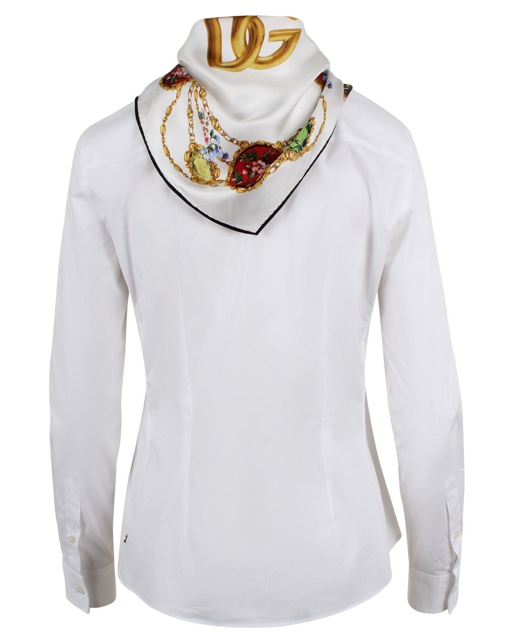 Dolce & Gabbana White Scarf Detailed Poplin Shirt