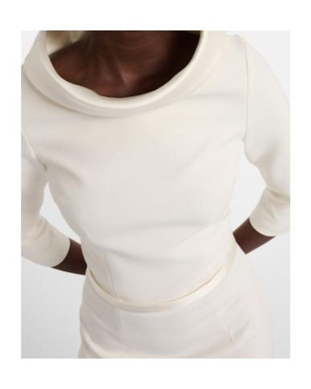 Safiyaa White Bridal Meryl Crêpe Midi Dress