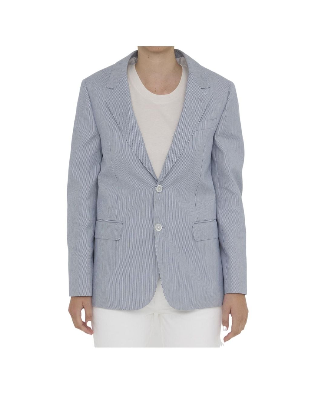 Céline Blue Structured Single-Breasted Jacket