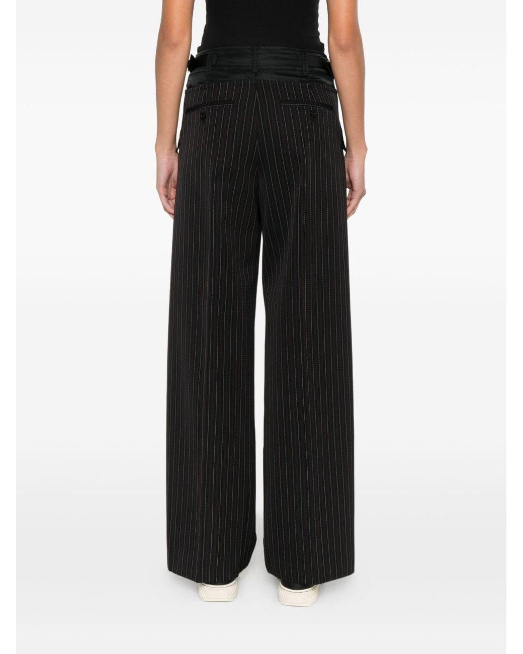 Sacai Black Striped Straight Leg Pants