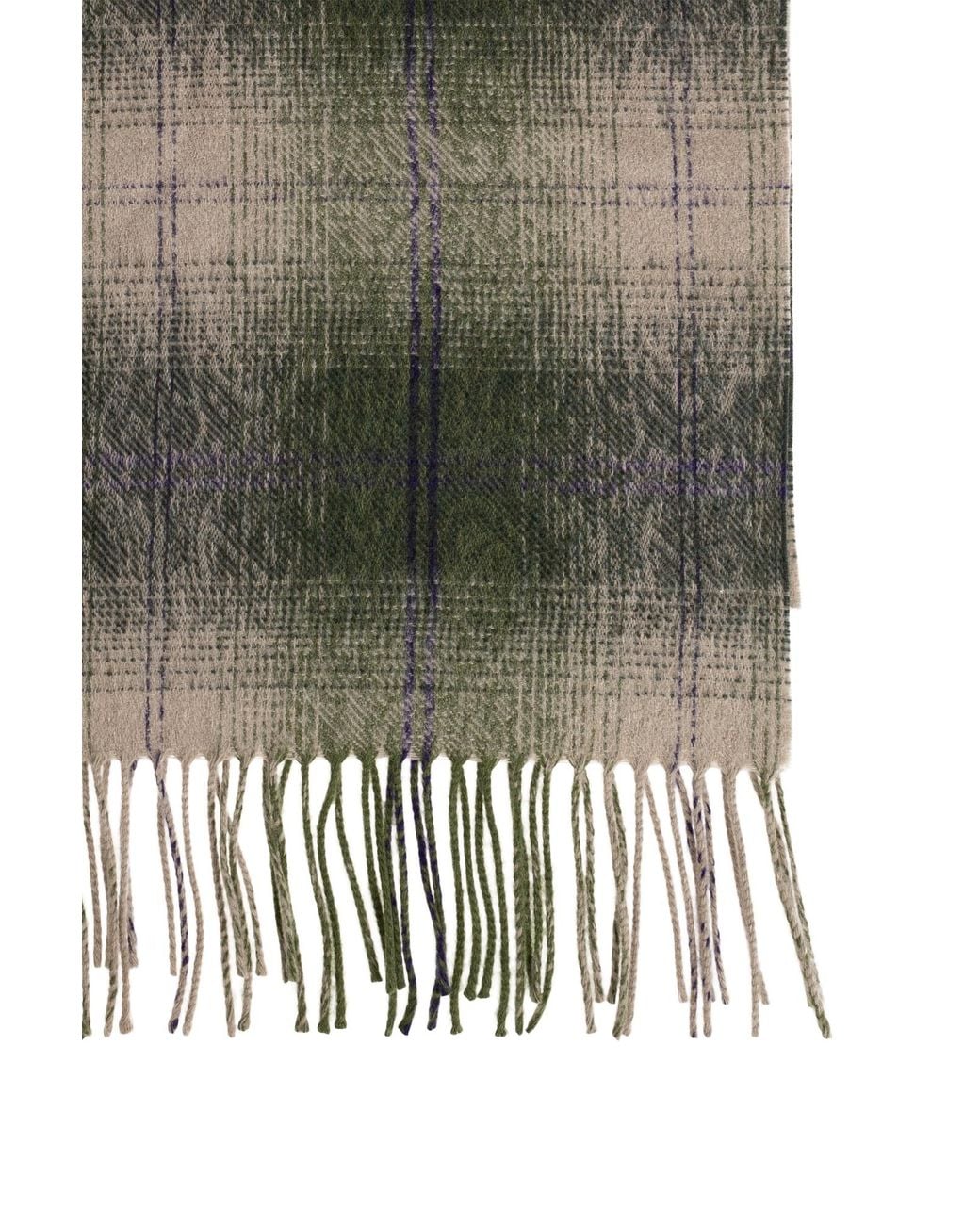 Etro Green Checked Fringed Scarf for men
