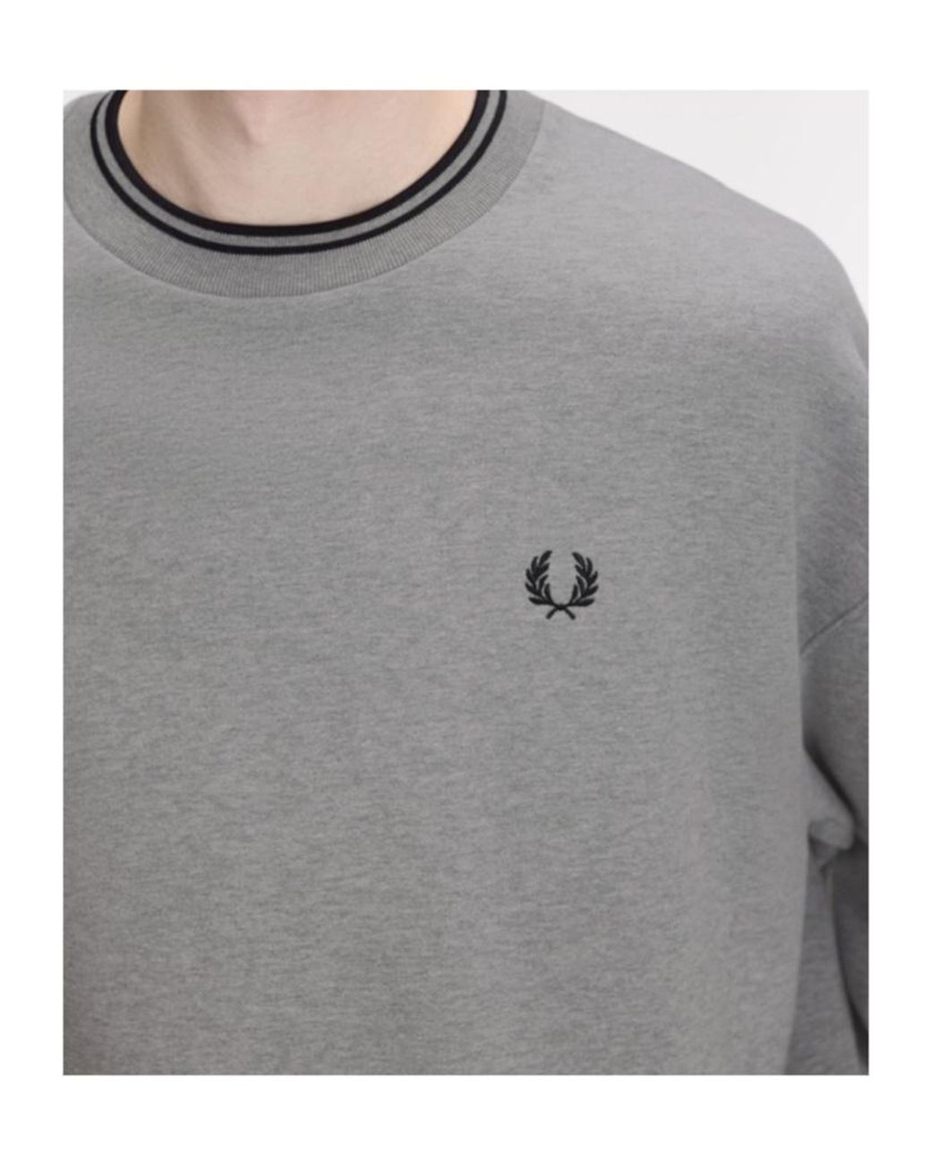Fred Perry Gray Oversized Tipped Sweatshirt for men
