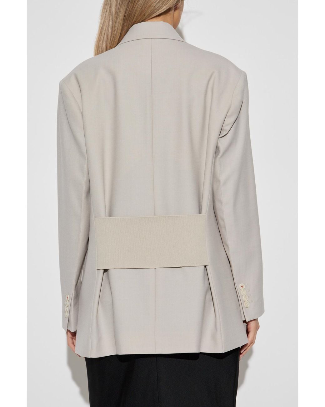 Victoria Beckham Gray Relaxed Double-Breasted Blazer