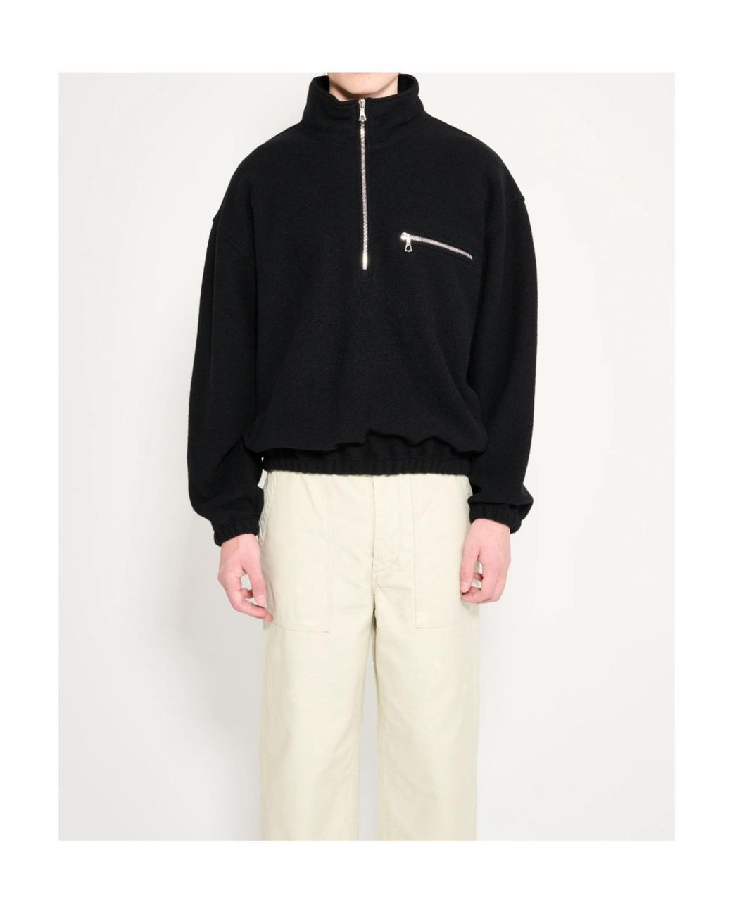 Rier Black Half-Zip Wool Sweatshirt for men