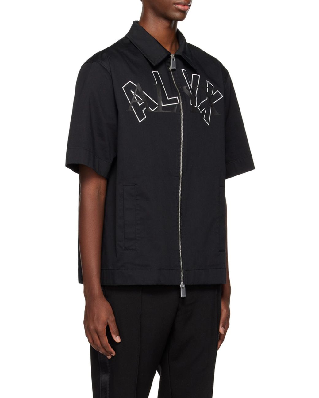 1017 ALYX 9SM Black Logo Short-Sleeve Zip Shirt for men