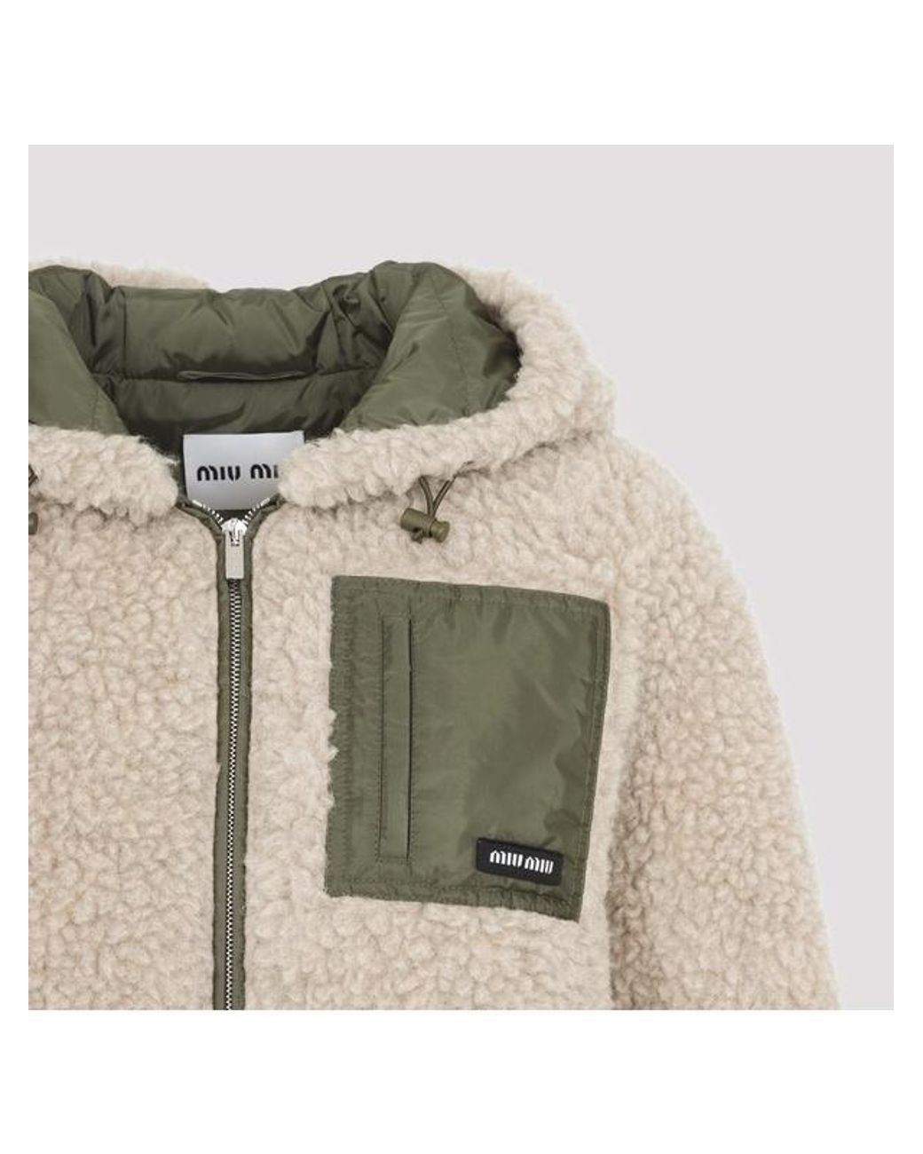 Miu Miu Natural Wool-Blend Teddy Bomber Jacket