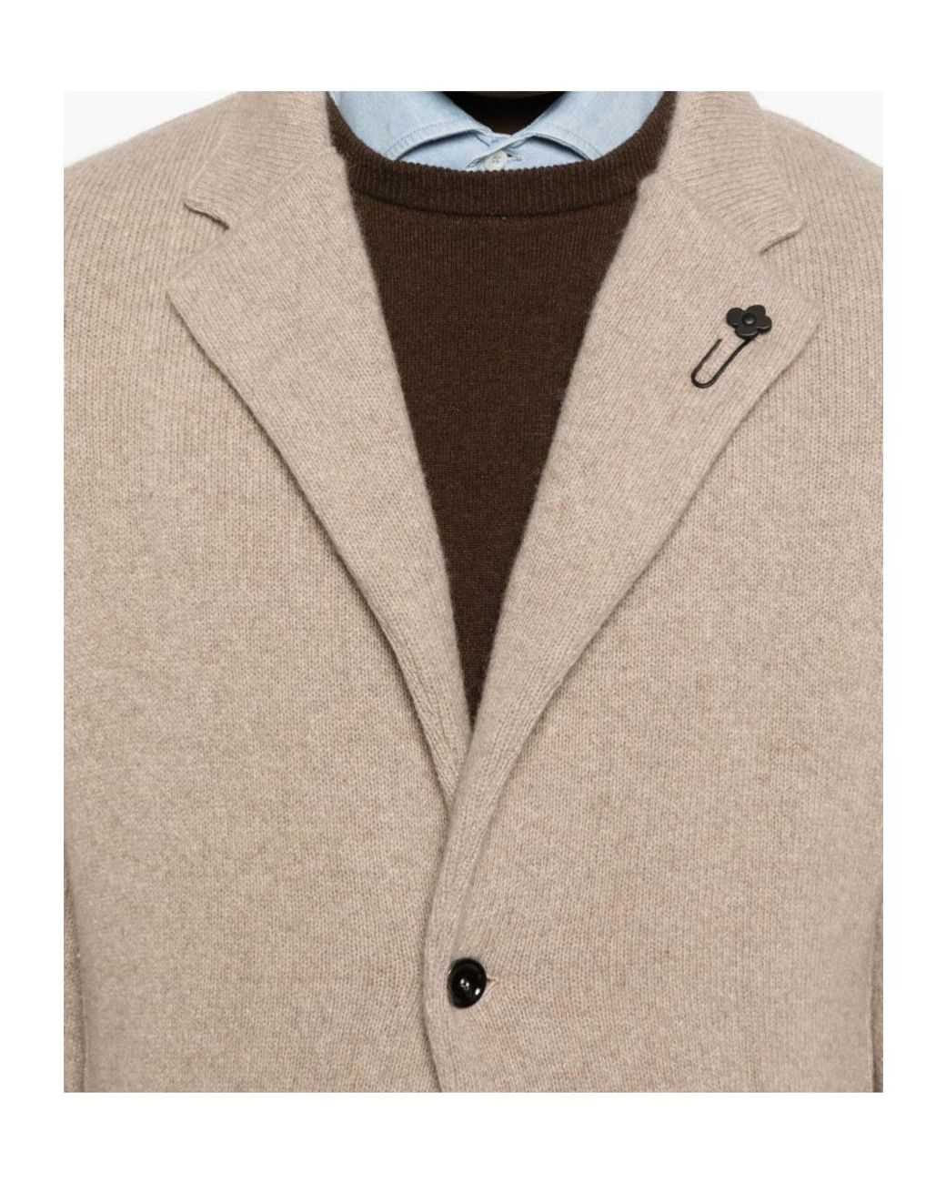 Lardini Natural Patch-Pockets Buttoned Blazer for men