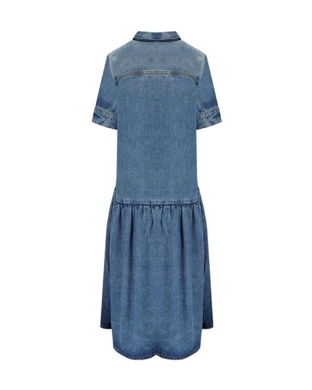 Ganni Blue Light Washed Denim Dress