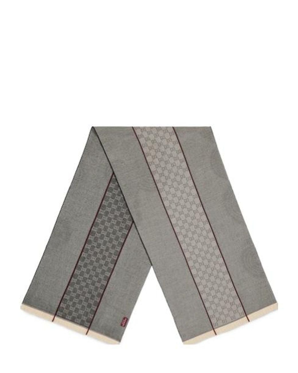 Gucci Gray Gg Wool Jacquard Scarf for men