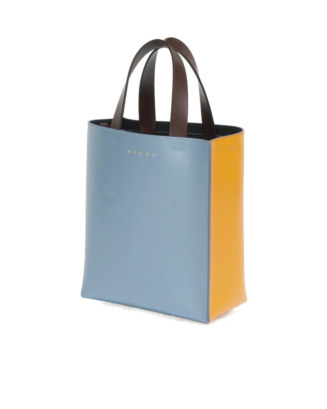 Marni Blue Logo Printed Two-Toned Tote Bag