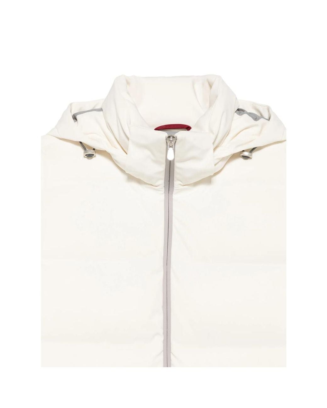 Brunello Cucinelli White Hooded Quilted Jacket