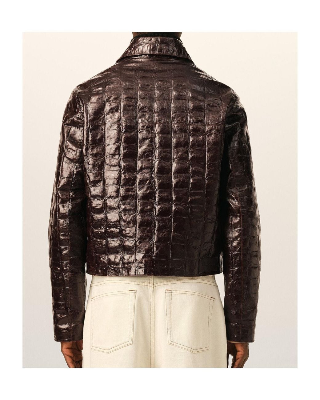 AMI Brown Ami Textured Cropped Jacket for men
