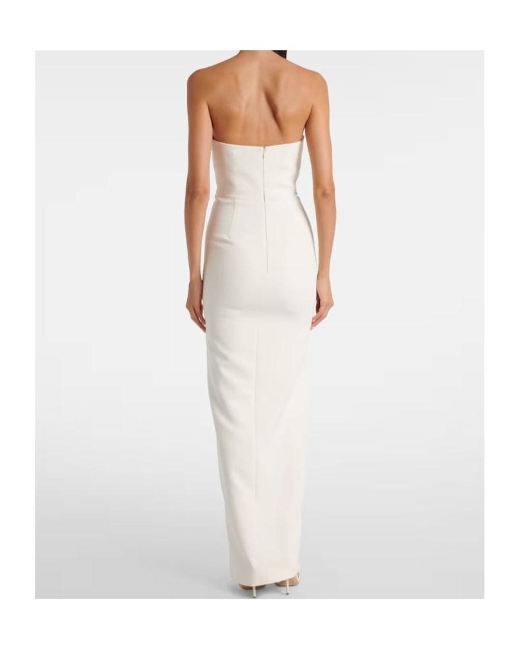 Roland Mouret White Embellished Strapless Crêpe Gown